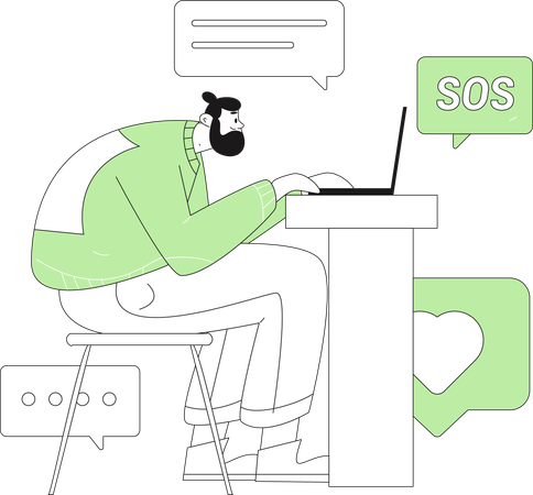Businessman working online  Illustration