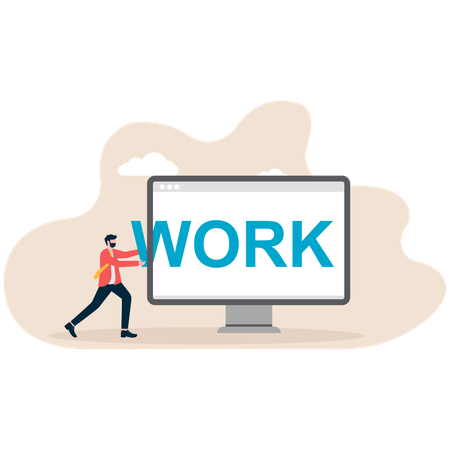 Businessman working online  Illustration