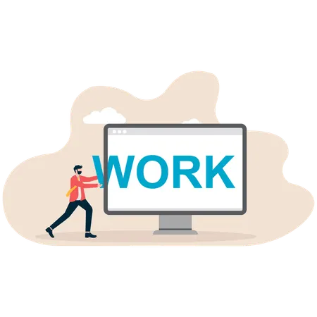 Businessman working online  Illustration