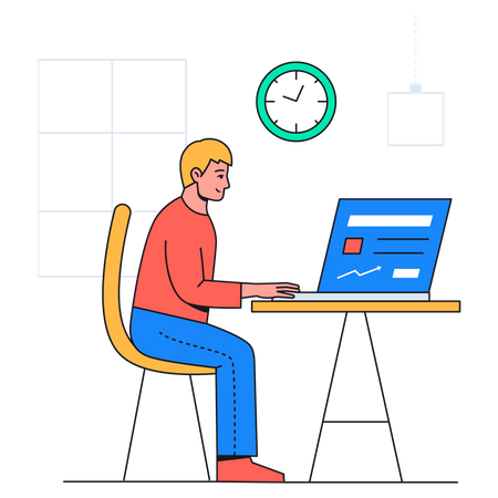 Businessman working online  Illustration