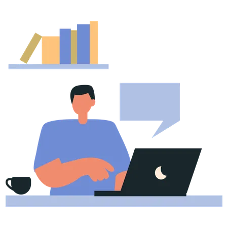 Businessman working remotely  Illustration