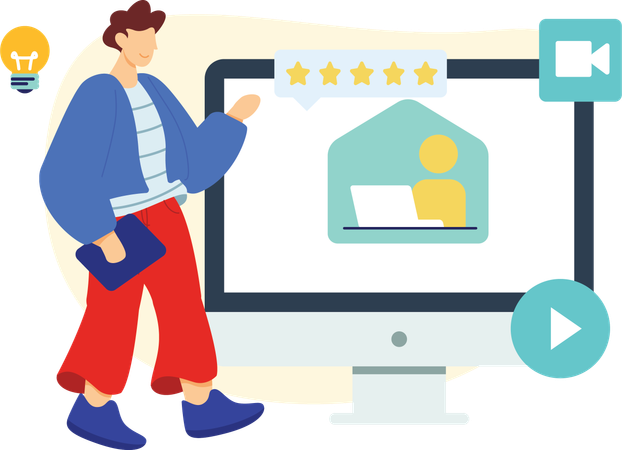 Businessman working remotely  Illustration