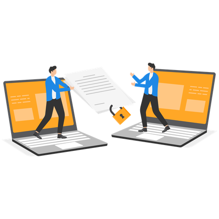 Businessman working remotely on laptop  Illustration