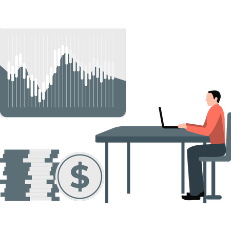 Businessman working share market trading  Illustration