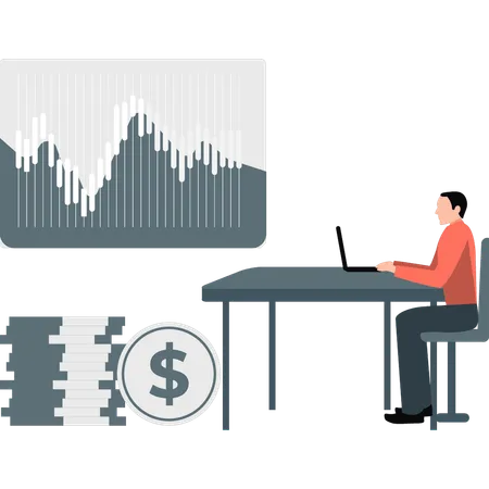 Businessman working share market trading  Illustration