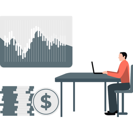 Businessman working share market trading  Illustration