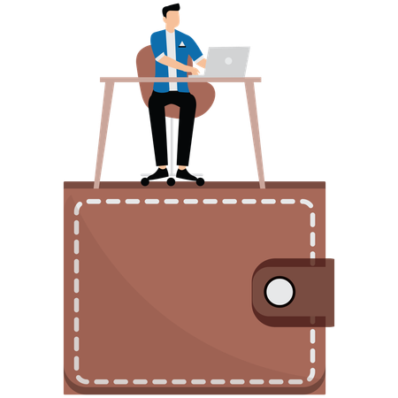 Businessman working to make more money  Illustration