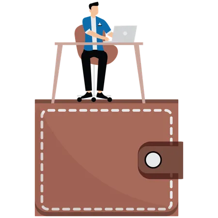 Businessman working to make more money  Illustration