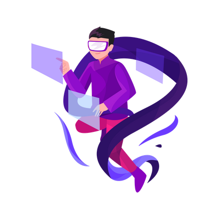 Businessman working using metaverse  Illustration