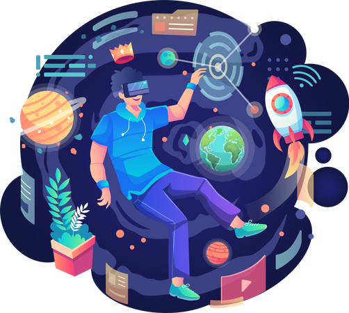 Businessman working using VR  Illustration