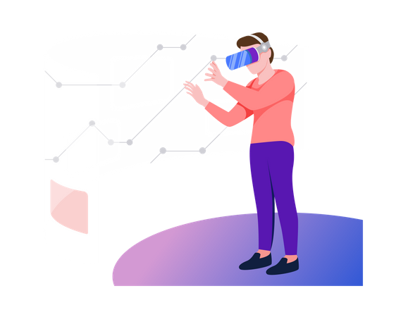 Businessman working using VR Tech Illustration