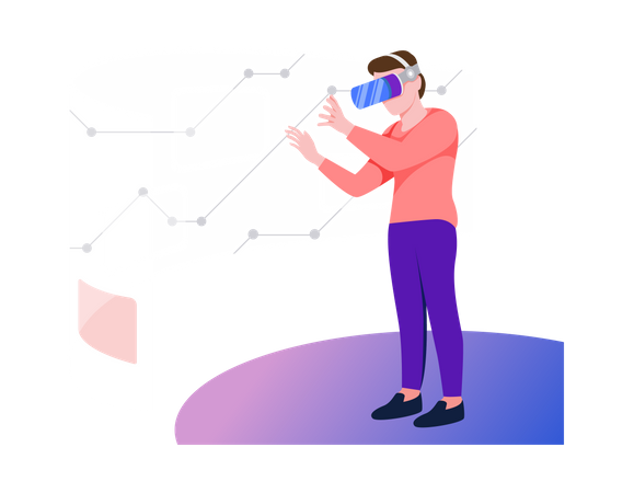 Businessman working using VR Tech  Illustration