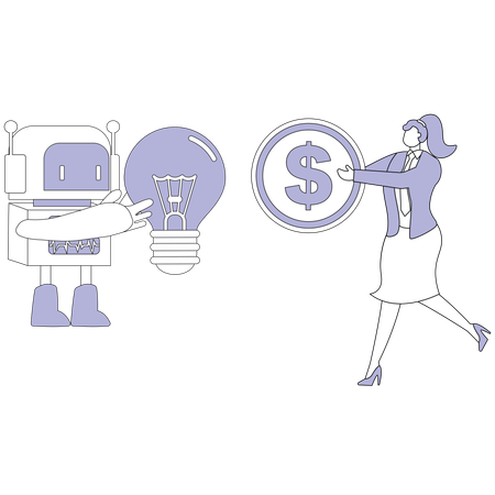 Businessman working with advance Robot  Illustration