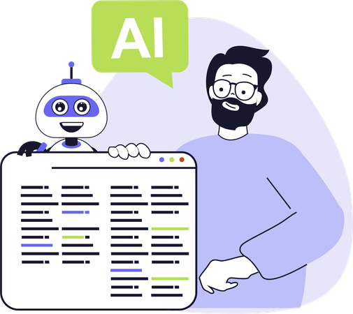 Businessman working with ai chatbot  Illustration