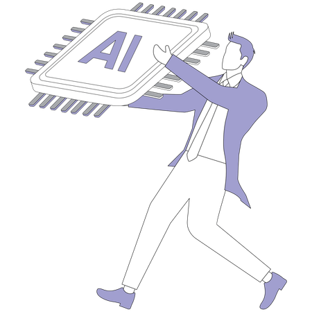 Businessman working with ai chip  Illustration