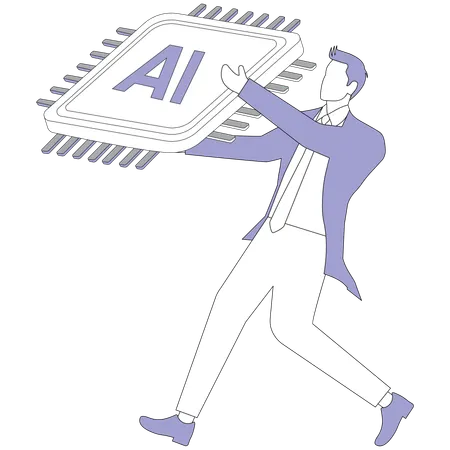 Businessman working with ai chip  Illustration