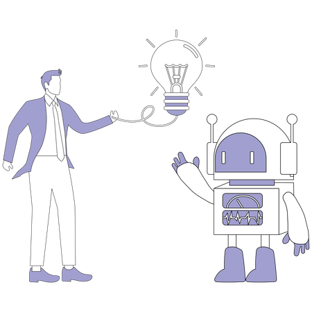 Businessman working with ai idea  Illustration