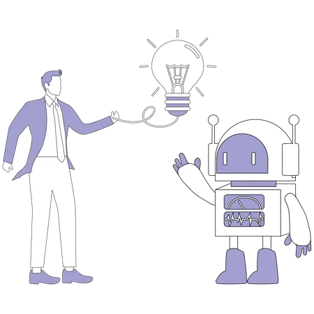 Businessman working with ai idea  Illustration