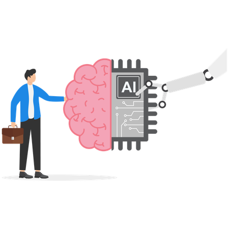 Businessman working with AI  Illustration