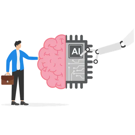 Businessman working with AI  Illustration