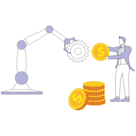 Businessman working with ai robot  Illustration