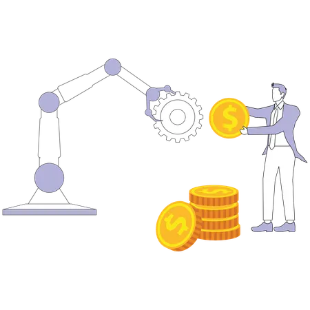 Businessman working with ai robot  Illustration