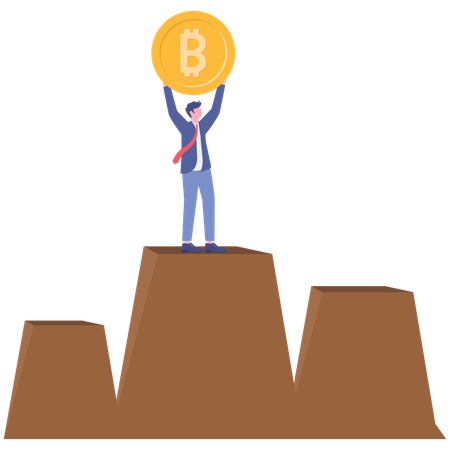 Businessman working with bitcoin  Illustration