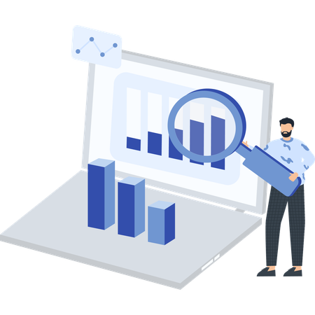 Businessman working with business analysis  Illustration