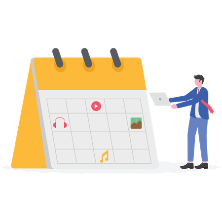 Businessman working with business calendar  Illustration