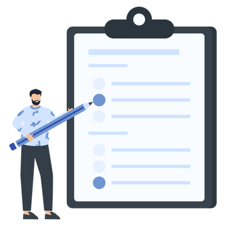 Businessman working with business checklist  Illustration