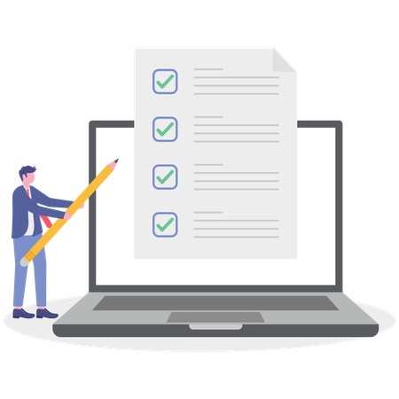 Businessman working with business checklist  Illustration