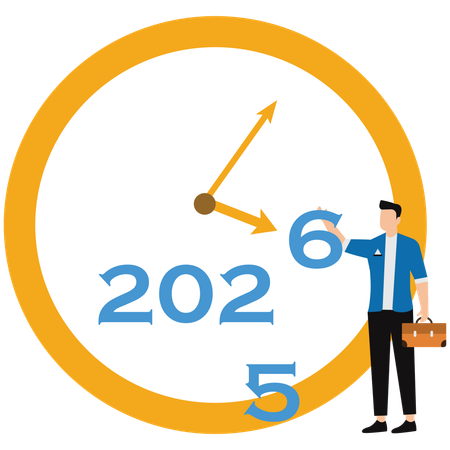 Businessman working with business clock  Illustration