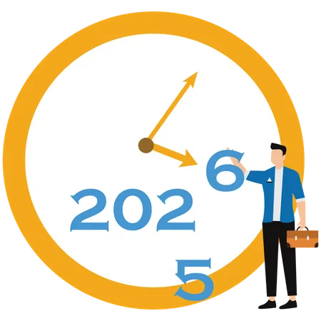 Businessman working with business clock  Illustration