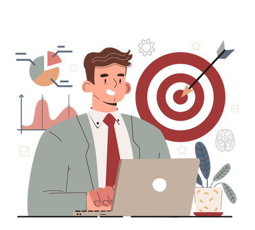 Businessman working with business target  Illustration