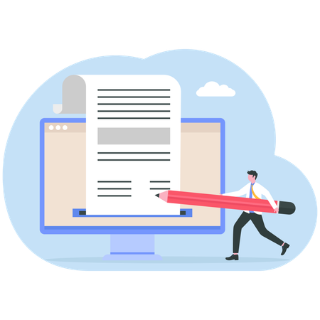 Businessman working with creative writing  Illustration