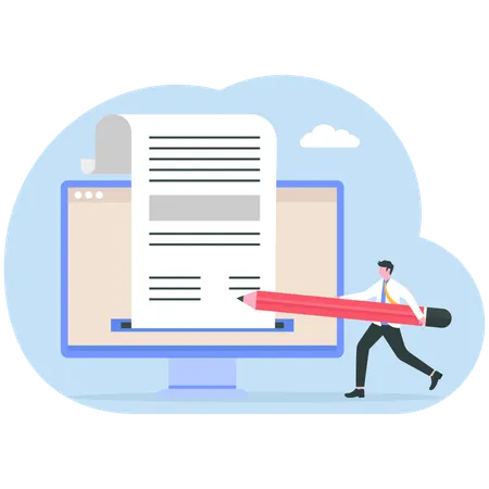 Businessman working with creative writing  Illustration