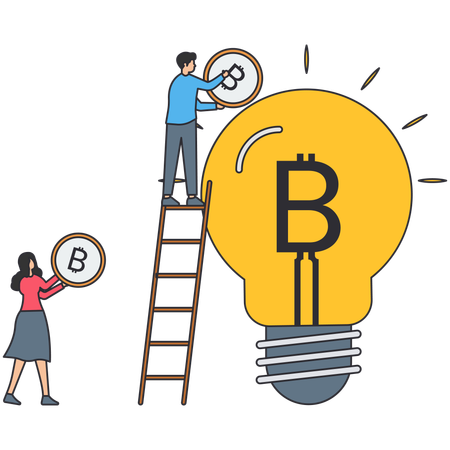 Businessman working with crypto investment  Illustration