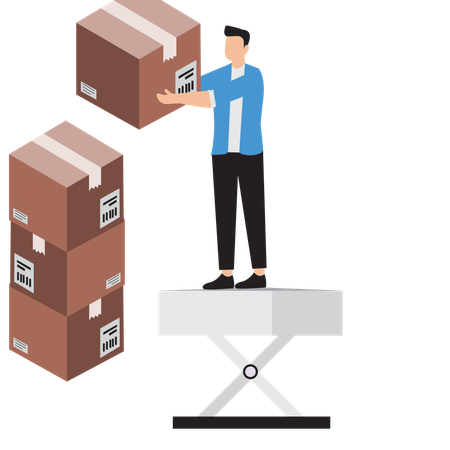 Businessman working with delivery boxes  Illustration