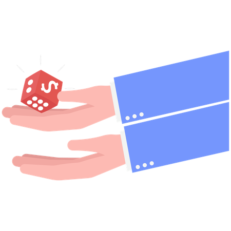 Businessman working with dice  Illustration