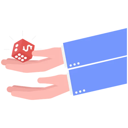 Businessman working with dice  Illustration