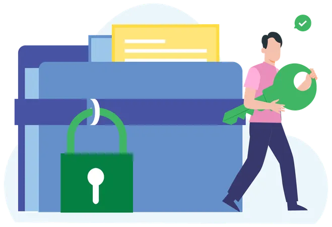 Businessman working with Digital Key  Illustration