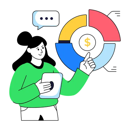Businessman Working With Financial Chart  Illustration