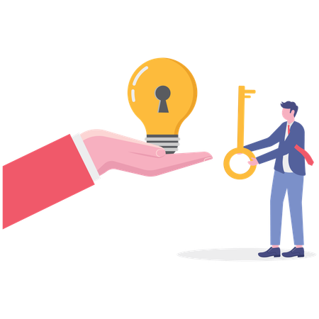 Businessman working with key to success  Illustration