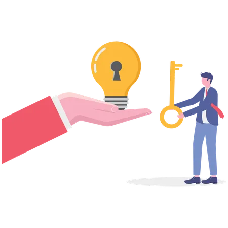 Businessman working with key to success  Illustration
