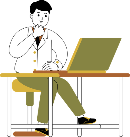 Businessman working with laptop  Illustration