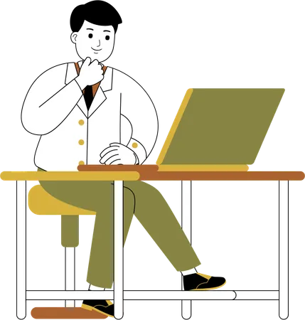 Businessman working with laptop  Illustration