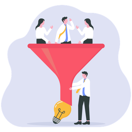 Businessman working with marketing funnel  Illustration