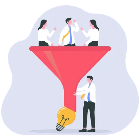 Businessman working with marketing funnel  Illustration