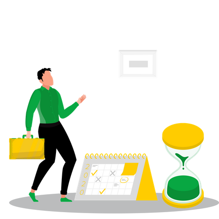 Businessman working with schedule  Illustration