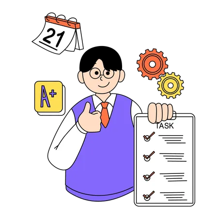 Businessman Working with task list  Illustration